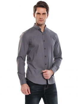 

Gray Men's Long Sleeve Cotton Solid Plaid Casual Button Down Shirt, Multicolor
