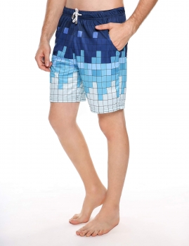 

Men Elastic Waist with Drawstring Contrast Color Short Trunk, Multicolor