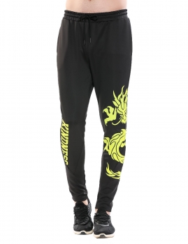 

Black Mens Casual Print Elastic Waist Drawstring Pocket Pants, Multicolor