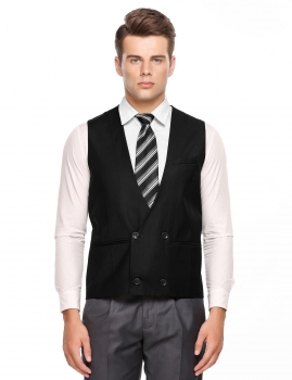 

Black Men Casual Double-Breasted Front Pocket Vest Waistcoat, Multicolor