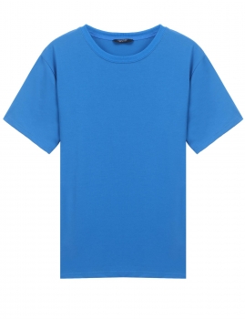

Blue Short Sleeve O Neck Solid Pullover T-Shirt, Multicolor