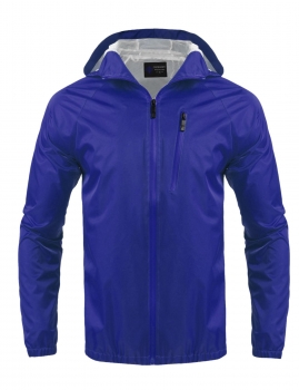 

Blue Waterproof Solid Hooded Raincoat Jacket, Multicolor