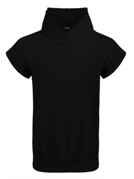 

Black Men Fashion Hooded Short Sleeve Pullover Hoodie with Pockets, Multicolor