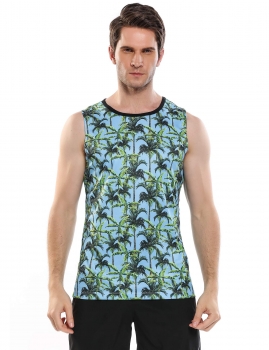 

Pattern Men Casual Sleeveless Aloha Style O Neck Print Pullover Vest, Multicolor