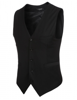

Black Men Buttons V-Neck Sleeveless Slim Fit Business Vests, Multicolor