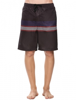 

Black Mesh Lining Mid-waisted Stripes Shorts, Multicolor