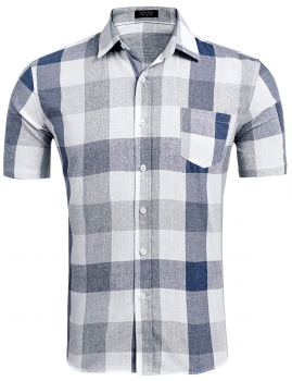 

Men Short Sleeve Plaid Casual Shirts, Multicolor