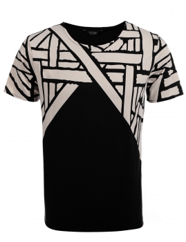 

Mens O-Neck Short Sleeve Print Contrast Color Casual T-Shirt Tops, Multicolor