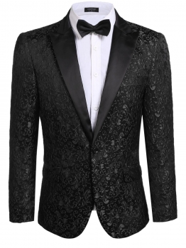 

Black Men Casual Slim Long Sleeve Floral Blazer, Multicolor