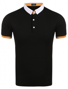 

Black Casual Short Sleeve Contrast Color Men's Polo Shirt, Multicolor