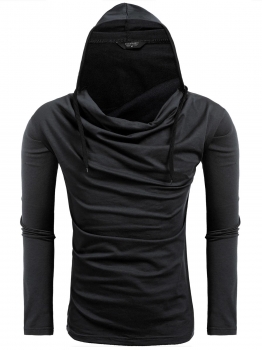 

Black Men's Long Sleeve Solid Casual Hooded Hoodie Sweatshirt, Multicolor
