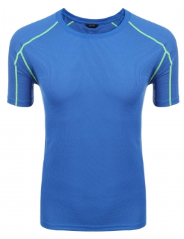 

Blue Round Neck Raglan Short Sleeve Quick Dry Sports T-Shirt, Multicolor