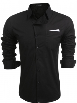 

Men Slim Fit Long Sleeve Asymmetrical Button Down Casual Shirts, Multicolor