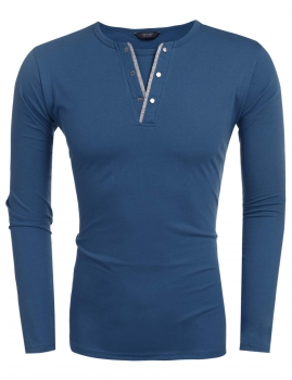 

Blue Men Basic Casual Round Neck Long Sleeve Solid T-Shirt, Multicolor