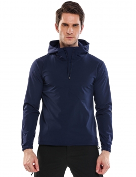 

Dark blue Men Quick Dry Lightweight Long Sleeve Hooded Outdoor Jacket, Multicolor