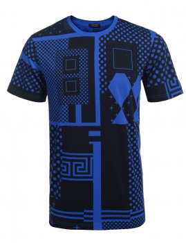

Men's O-Neck Short Sleeve Geometric Printed Casual T-Shirt, Multicolor