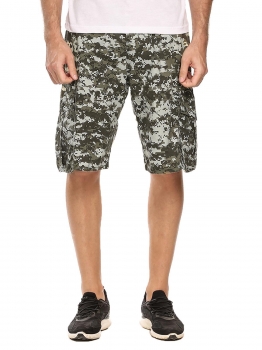 

Army green Men's Camouflage Flat-Front Casual Cargo Shorts, Multicolor