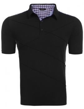 

Men's Short Sleeve Plaid Patchwork Summer Casual Polo Shirt, Multicolor