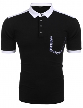 

Short Sleeve Contrast Color Pocket Summer Polo Shirt, Multicolor