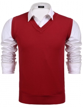 

Men V-Neck Sleeveless Slim Fit Casual Pullover Thin Knit Vest, Multicolor