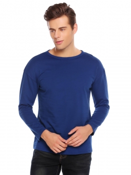 

Blue Men's Neck Long Sleeve Solid Back Lace Up Hoodie, Multicolor