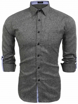 

Dark gray Slim Fit Long Sleeve Button Down Casual Shirts, Multicolor