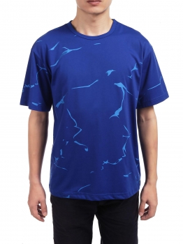 

Blue Men Short Sleeve Print Personality Tee Loose Leisure T-shirt Tops, Multicolor