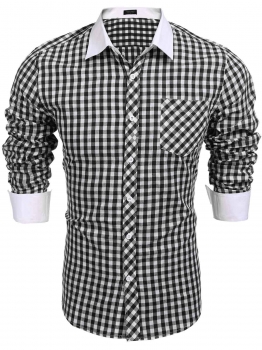 

Black Men Regular Fit Long Sleeve Plaid Button Down Casual Shirts, Multicolor