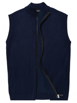 

Dark blue Men's Stand Collar Sleeveless Zip U Knit Sweater Vest, Multicolor