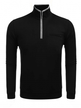 

Black Men Long Sleeve Stand Collar Polo Shirts Solid Slim Fit Leisure Tops, Multicolor