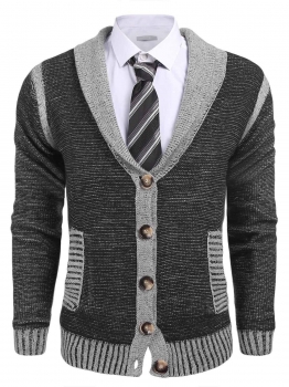 

Black Long Sleeve Knitted Slim Fit Sweater with Ribbing Edge, Multicolor