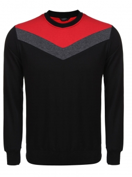 

Black Long Sleeve Patchwork Pullover Loose Sports Sweatshirt, Multicolor