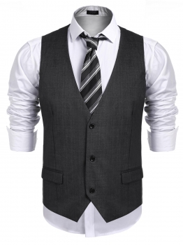 

Brown Men Button up Business Slim Fit Suit Dress Vest Waistcoat, Multicolor