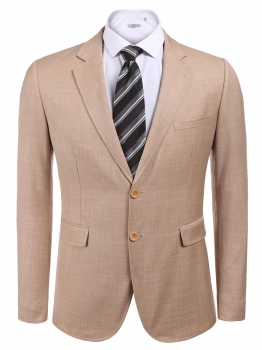 

Brown Notch Lapel Elbow Patchwork Slim Fit One Button Blazer, Multicolor