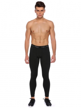 

Black Men Casual Sport Elastic Waistband Quick Dry Fitness Tights Pant, Multicolor