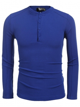 

Men Casual Long Sleeve V Neck Solid Knit Slim Fit Henley Shirts T-Shirt, Multicolor