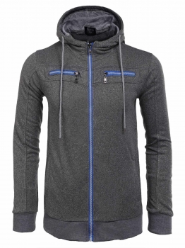 

New Men Casual Long Sleeve Solid Slim Contrast Color Fashion Hoodie, Multicolor