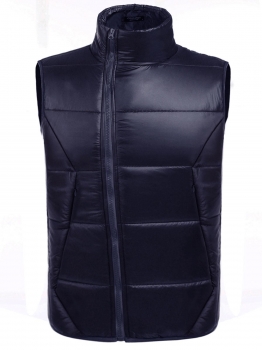 

Navy blue Men Solid Stand Collar Zip Up Lightweight Down Vest Outwear, Multicolor