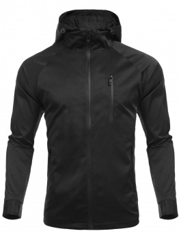 

Black Men Lightweight Hooded Zip Up Solid Windproof Casual Jacket w" Pocket, Multicolor