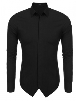 

Black Men Business Button Down Shirt Long Sleeve Solid Dress, Multicolor
