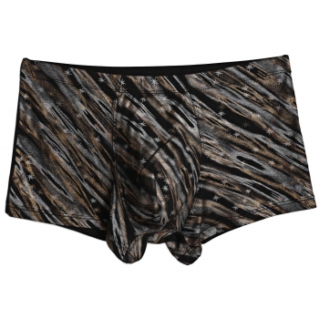 

Gold Men Boxer Print Soft Medium Waist Daily Pack of 1 Underwear, Multicolor