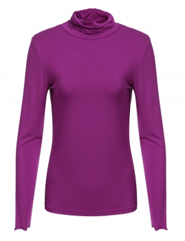 

Rose red Thermal Underwear Solid Turtleneck Long Sleeve Casual Tops, Multicolor