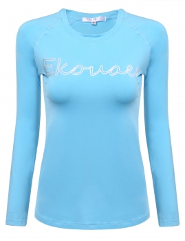 

Ekouaer Blue Women's Raglan Sleeve O-Neck Letter Slim Fit Rash Guard Surf Swimwear Tank Tops T-Shirts, Multicolor