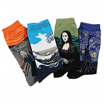 

Men Cotton Character Print Full Cushion Ankle Mid Socks Athletic Sports Autumn Winter Socks Pack of 4, Multi-color