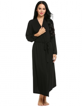 

Black Women V-Neck Long Sleeve Nightwear Robe Shapewear & Pajamas, Multicolor