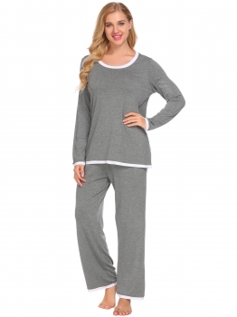 

Women Pure Cotton Long Sleeve Shirt and Elastic Waist Pants Sleepewear Set, Multicolor