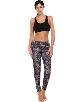 

Black Skinny High-waisted Breathable Fabric Elastic Casual Sports Ygoa Tank Tops And Pants Sets, Multicolor