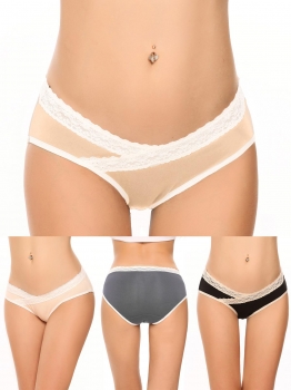 

3-pack Cotton 3 Colors Lace Patchwork Maternity Panties, Color 4