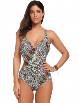 

Printed Underwire Push Up One Piece Monokini Swimwear, Multicolor