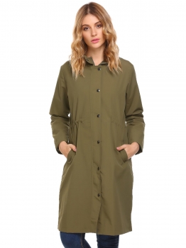 

Army green Women Waterproof Militray Anorak Long Sleeve Parka Hooded Coat, Multicolor